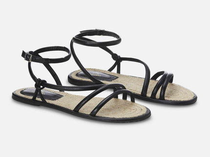 Angico Black Leather Strappy Flat (Copy)