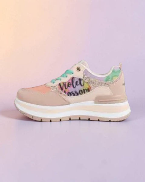Modische Plateau-Sneaker (Violet Blossom)