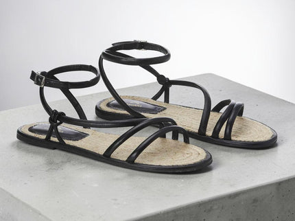 Angico Leder-Riemchensandalen Schwarz