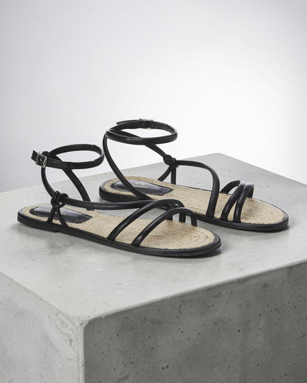 Angico Leder-Riemchensandalen Schwarz