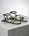 Angico Leder-Riemchensandalen Schwarz