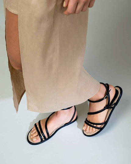 Angico Leder-Riemchensandalen Schwarz