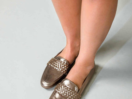 Baru Leder-Loafer Silber