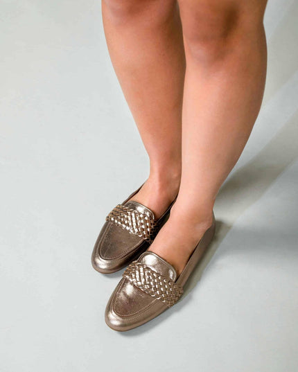 Baru Leder-Loafer Silber