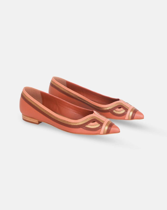 Begonia Karamell Leder-Ballerinas