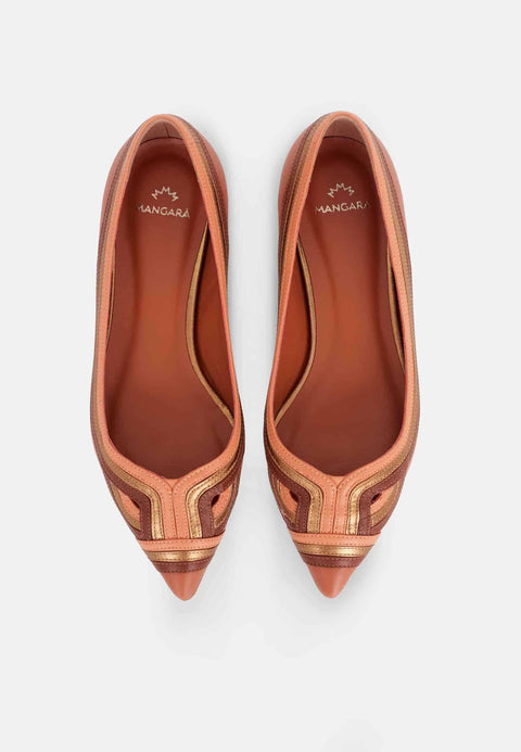 Begonia Karamell Leder-Ballerinas