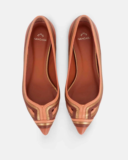 Begonia Karamell Leder-Ballerinas