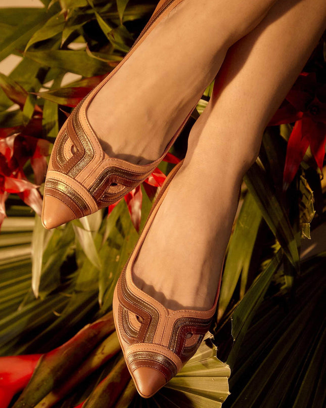 Begonia Karamell Leder-Ballerinas