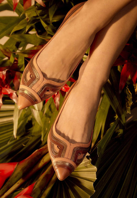 Begonia Karamell Leder-Ballerinas