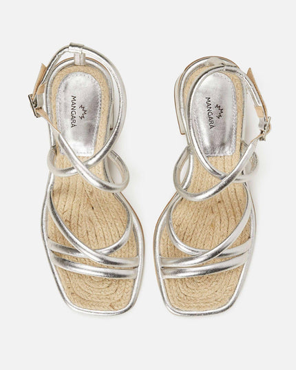 Bromelia Silber Leder-Sandalen
