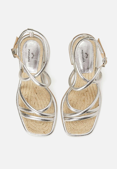 Bromelia Silber Leder-Sandalen