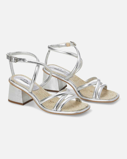 Bromelia Silber Leder-Sandalen