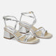 Bromelia Silber Leder-Sandalen