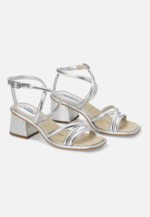 Bromelia Silber Leder-Sandalen