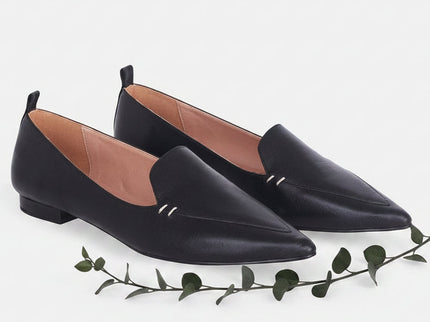 Black Leather Ballerinas Butia – Women’s Pointed-Toe Flat Shoes-1