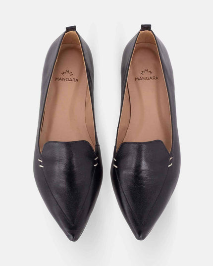 Black Leather Ballerinas Butia – Women’s Pointed-Toe Flat Shoes-2