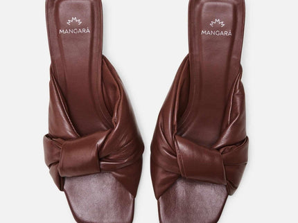 Carobá Chocolat Leather Mules – 4.5cm Cylindrical Block Heel