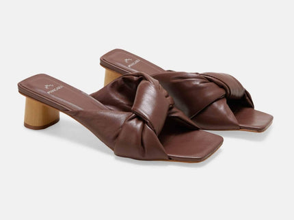 Carobá Chocolat Leather Mules – 4.5cm Cylindrical Block Heel
