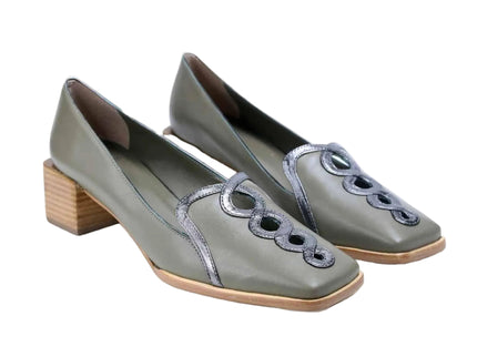 Cordía Green Leather Loafers – 4cm Block Heel