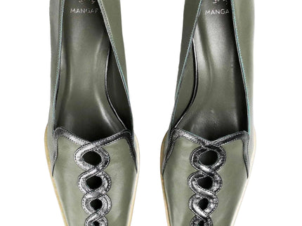 Cordía Green Leather Loafers – 4cm Block Heel