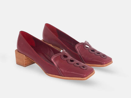 Cordía Purple Leather Loafers – 4cm Block Heel