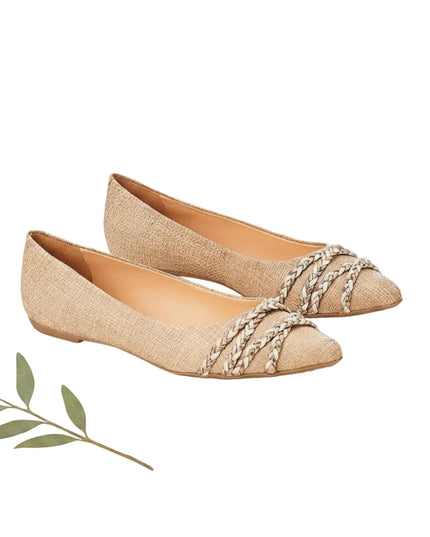 Guaraní Raffia-Leder Ballerinas – Natur Beige | Mangará Atelier