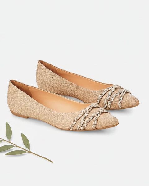 Guaraní Raffia-Leder Ballerinas – Natur Beige | Mangará Atelier