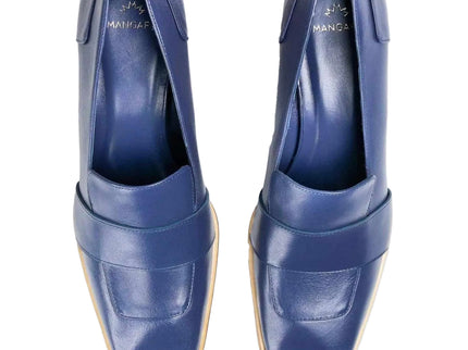 Louro Loafers in Blue Calf Leather – 4cm Block Heel