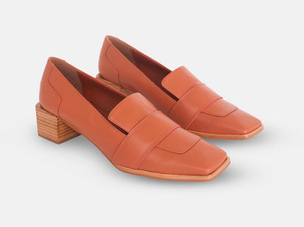 Louro Loafers in Caramel Calf Leather – 4cm Block Heel