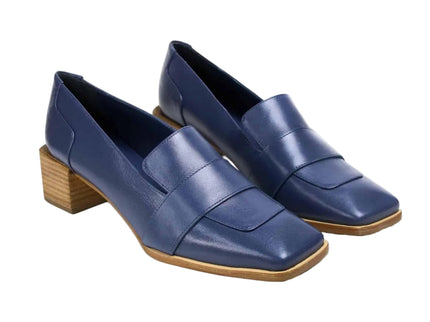 Louro Loafers in Blue Calf Leather – 4cm Block Heel