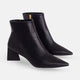 Black Sheepskin Leather Ankle Boots Mabea – Women’s Pointed-Toe Block Heel-1