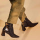 Black Sheepskin Leather Ankle Boots Mabea – Women’s Pointed-Toe Block Heel-4