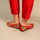 Red Suede Embroidered Ballerinas – Elegant Women’s Flat Shoes-3