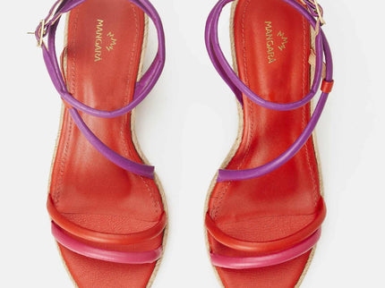 Romã Leder-Espadrille Rosa mit Jute-Keilabsatz