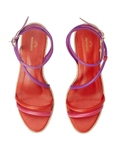 Romã Leder-Espadrille Rosa mit Jute-Keilabsatz