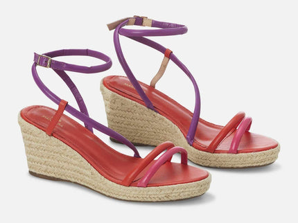 Romã Leder-Espadrille Rosa mit Jute-Keilabsatz