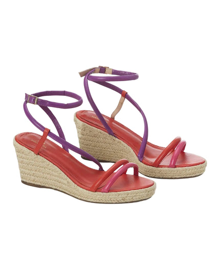 Romã Leder-Espadrille Rosa mit Jute-Keilabsatz