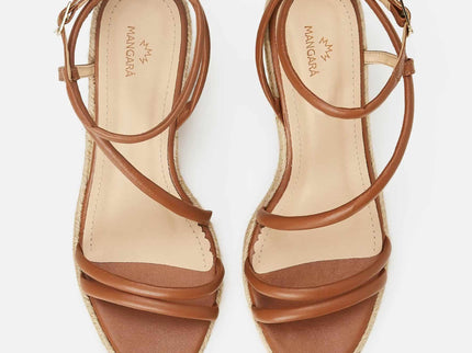 Romã Leder-Espadrille Braun mit Jute-Keilabsatz