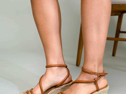 Romã Leder-Espadrille Braun mit Jute-Keilabsatz