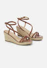 Romã Leder-Espadrille Braun mit Jute-Keilabsatz