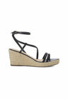 Romã Leder-Espadrille Schwarz mit Jute-Keilabsatz