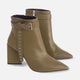 Salvia Green Leather Heeled Ankle Boots – Pointed Toe Elegant Design-1