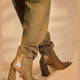 Salvia Green Leather Heeled Ankle Boots – Pointed Toe Elegant Design-3