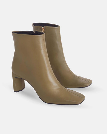 Senna Damen Leder-Boots | Olive Green