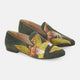 Green Suede Embroidered Loafers – Elegant Women’s Flat Shoes-1