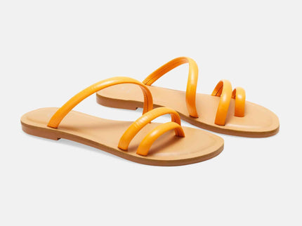 Cacau Kalbsleder-Slide-Sandale Orange – Drei Riemen