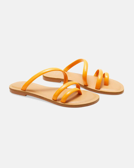 Cacau Kalbsleder-Slide-Sandale Orange – Drei Riemen