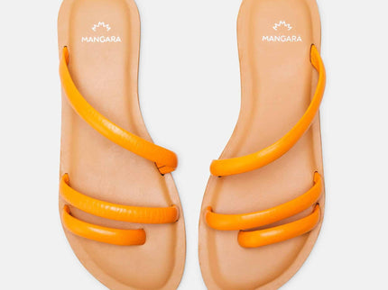 Cacau Kalbsleder-Slide-Sandale Orange – Drei Riemen