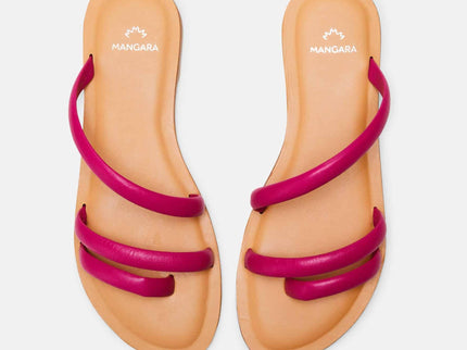Cacau Kalbsleder-Slide-Sandale Rosa – Drei Riemen