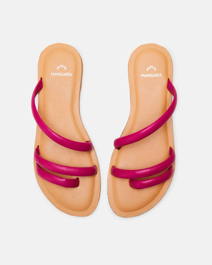 Cacau Kalbsleder-Slide-Sandale Rosa – Drei Riemen